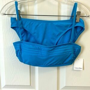 Calvin Klein Swim women’s bikini size 6 top M bottom. Cyan Blue color NEW.